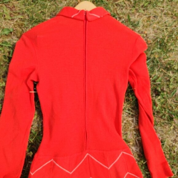 BEAUTIFUL VINTAGE LUCIA Long Sleeve Knit Dress Women's Size Small 70s Chevron - Picture 3 of 8